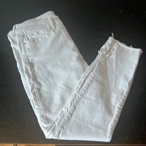 White high rise skinny ankle jeans